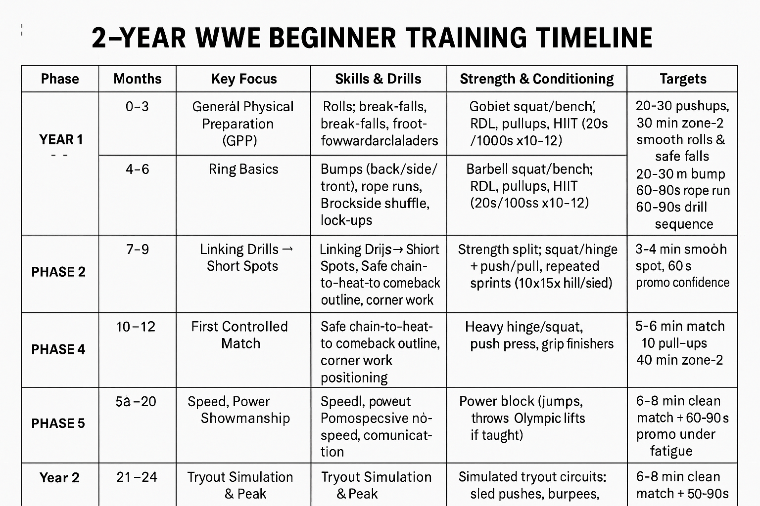 WWE Training Workouts for Beginners: The Complete 2-Year Step-by-Step Guide (Day-1 to Month-24)